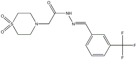 2-(1,1-dioxo-1lambda~6~,4-thiazinan-4-yl)-N'-{(E)-[3-(trifluoromethyl)phenyl]methylidene}acetohydrazide Struktur