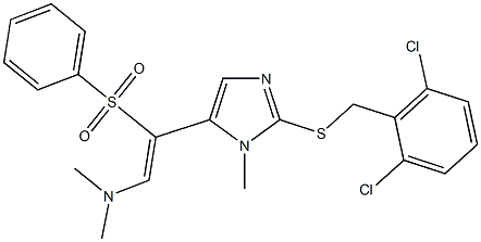 2-{2-[(2,6-dichlorobenzyl)sulfanyl]-1-methyl-1H-imidazol-5-yl}-N,N-dimethyl-2-(phenylsulfonyl)-1-ethylenamine 化学構造式