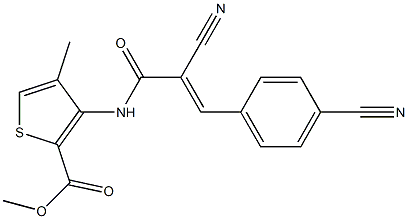methyl 3-{[2-cyano-3-(4-cyanophenyl)acryloyl]amino}-4-methylthiophene-2-carboxylate Struktur