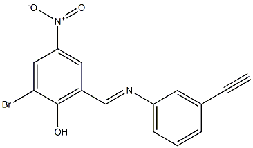 2-bromo-6-{[(3-eth-1-ynylphenyl)imino]methyl}-4-nitrophenol 化学構造式