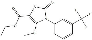 ethyl 4-(methylsulfanyl)-2-thioxo-3-[3-(trifluoromethyl)phenyl]-2,3-dihydro-1,3-thiazole-5-carboxylate Struktur