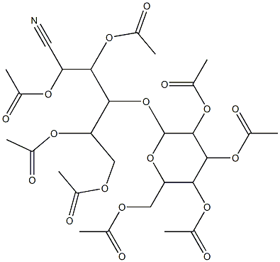 3,4-di(acetyloxy)-1-[(acetyloxy)(cyano)methyl]-2-({3,4,5-tri(acetyloxy)-6-[(acetyloxy)methyl]tetrahydro-2H-pyran-2-yl}oxy)butyl acetate,,结构式