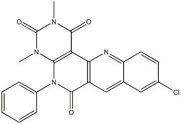 9-chloro-2,4-dimethyl-5-phenyl-1,2,3,4,5,6-hexahydrobenzo[b]pyrimido[4,5-h][1,6]naphthyridine-1,3,6-trione,,结构式