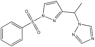 1-{1-[1-(phenylsulfonyl)-1H-pyrazol-3-yl]ethyl}-1H-1,2,4-triazole Struktur