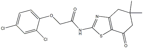 2-(2,4-dichlorophenoxy)-N-(5,5-dimethyl-7-oxo-4,5,6,7-tetrahydro-1,3-benzothiazol-2-yl)acetamide Struktur