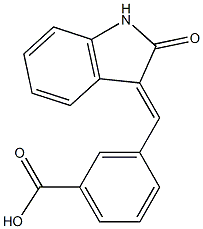 3-[(2-oxo-1,2-dihydro-3H-indol-3-yliden)methyl]benzenecarboxylic acid Struktur
