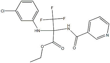 ethyl 2-(3-chloroanilino)-3,3,3-trifluoro-2-[(3-pyridylcarbonyl)amino]propanoate Structure