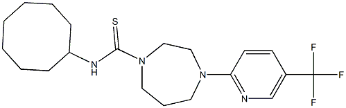 N1-cyclooctyl-4-[5-(trifluoromethyl)-2-pyridyl]-1,4-diazepane-1-carbothioamide,,结构式