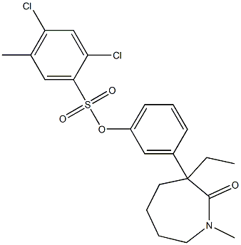 3-(3-ethyl-1-methyl-2-oxoazepan-3-yl)phenyl 2,4-dichloro-5-methylbenzene-1-sulfonate Struktur