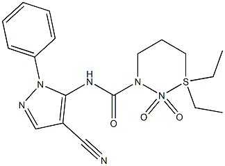 N-(4-cyano-1-phenyl-1H-pyrazol-5-yl)-3,3-diethyl-2,2-dioxo-2lambda~6~-diazathiane-1-carboxamide 化学構造式