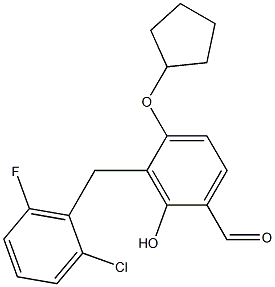 3-(2-chloro-6-fluorobenzyl)-4-(cyclopentyloxy)-2-hydroxybenzenecarbaldehyde,,结构式