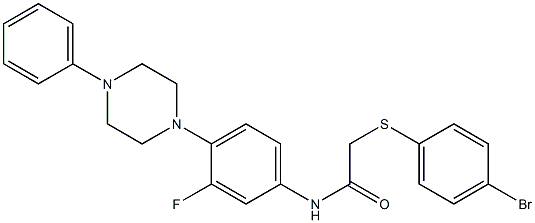 2-[(4-bromophenyl)sulfanyl]-N-[3-fluoro-4-(4-phenylpiperazino)phenyl]acetamide Structure