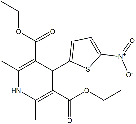 diethyl 2,6-dimethyl-4-(5-nitro-2-thienyl)-1,4-dihydropyridine-3,5-dicarboxylate 化学構造式