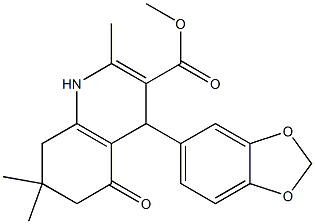 methyl 4-(1,3-benzodioxol-5-yl)-2,7,7-trimethyl-5-oxo-1,4,5,6,7,8-hexahydroquinoline-3-carboxylate Struktur
