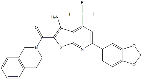 [3-amino-6-(1,3-benzodioxol-5-yl)-4-(trifluoromethyl)thieno[2,3-b]pyridin-2-yl][3,4-dihydro-2(1H)-isoquinolinyl]methanone Structure