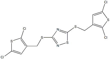 3,5-di{[(2,5-dichloro-3-thienyl)methyl]thio}-1,2,4-thiadiazole,,结构式
