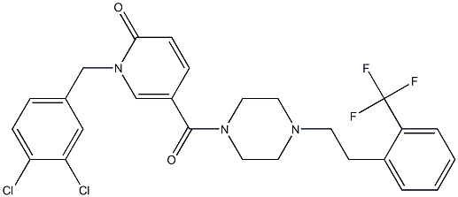 1-(3,4-dichlorobenzyl)-5-({4-[2-(trifluoromethyl)phenethyl]piperazino}carbonyl)-2(1H)-pyridinone 化学構造式