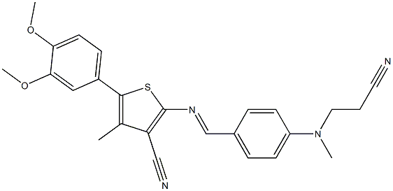 2-({4-[(2-cyanoethyl)(methyl)amino]benzylidene}amino)-5-(3,4-dimethoxyphenyl)-4-methylthiophene-3-carbonitrile,,结构式