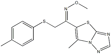 2-[(4-methylphenyl)sulfanyl]-1-(6-methyl[1,3]thiazolo[3,2-b][1,2,4]triazol-5-yl)-1-ethanone O-methyloxime Struktur