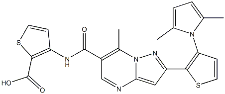 3-[({2-[3-(2,5-dimethyl-1H-pyrrol-1-yl)-2-thienyl]-7-methylpyrazolo[1,5-a]pyrimidin-6-yl}carbonyl)amino]-2-thiophenecarboxylic acid|