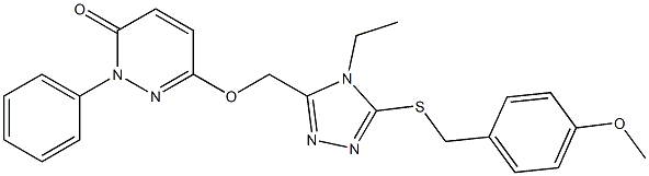 6-({4-ethyl-5-[(4-methoxybenzyl)sulfanyl]-4H-1,2,4-triazol-3-yl}methoxy)-2-phenyl-3(2H)-pyridazinone,,结构式