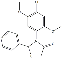 3-(4-chloro-2,5-dimethoxyphenyl)-2-phenyl-1,3-thiazolan-4-one 结构式
