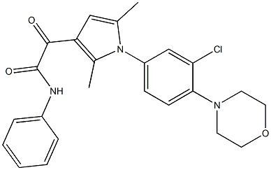 2-[1-(3-chloro-4-morpholinophenyl)-2,5-dimethyl-1H-pyrrol-3-yl]-2-oxo-N-phenylacetamide,,结构式
