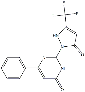 2-[5-oxo-3-(trifluoromethyl)-2,5-dihydro-1H-pyrazol-1-yl]-6-phenyl-4(3H)-pyrimidinone 化学構造式