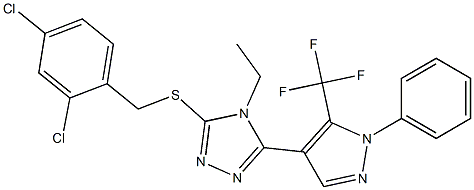 3-[(2,4-dichlorobenzyl)sulfanyl]-4-ethyl-5-[1-phenyl-5-(trifluoromethyl)-1H-pyrazol-4-yl]-4H-1,2,4-triazole,,结构式