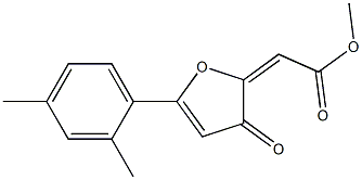 methyl 2-[5-(2,4-dimethylphenyl)-3-oxo-2,3-dihydrofuran-2-yliden]acetate 化学構造式