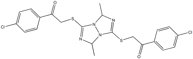 1-(4-chlorophenyl)-2-[(6-{[2-(4-chlorophenyl)-2-oxoethyl]thio}-1,4-dimethyl -1H,4H-2,3a,5,6a-tetraazapentalen-3-yl)thio]ethan-1-one Structure