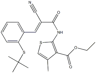 ethyl 2-({3-[2-(tert-butylthio)phenyl]-2-cyanoacryloyl}amino)-4-methylthiop hene-3-carboxylate Structure