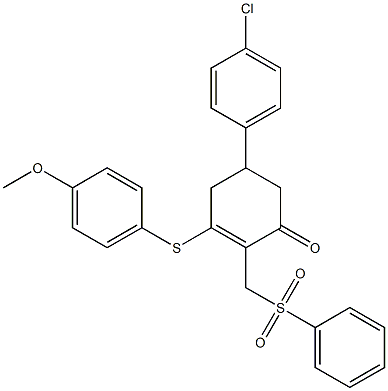5-(4-chlorophenyl)-3-[(4-methoxyphenyl)sulfanyl]-2-[(phenylsulfonyl)methyl]-2-cyclohexen-1-one 化学構造式