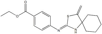 ethyl 4-[(4-methylidene-3-thia-1-azaspiro[4.5]dec-2-yliden)amino]benzoate Struktur