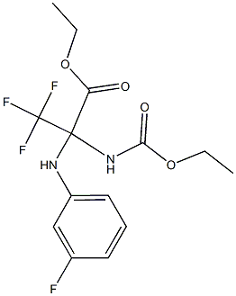 ethyl 2-[(ethoxycarbonyl)amino]-3,3,3-trifluoro-2-(3-fluoroanilino)propanoate Struktur
