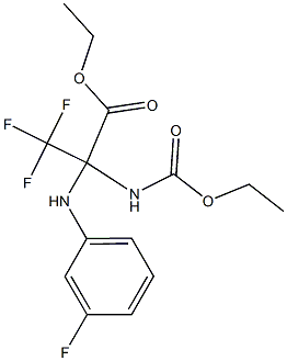 ethyl 2-[(ethoxycarbonyl)amino]-3,3,3-trifluoro-2-(3-fluoroanilino)propanoate 化学構造式