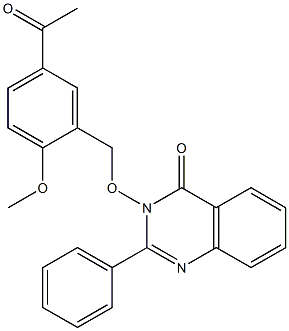 3-[(5-acetyl-2-methoxybenzyl)oxy]-2-phenyl-3,4-dihydroquinazolin-4-one 化学構造式