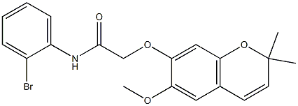 N1-(2-bromophenyl)-2-[(6-methoxy-2,2-dimethyl-2H-chromen-7-yl)oxy]acetamide 化学構造式