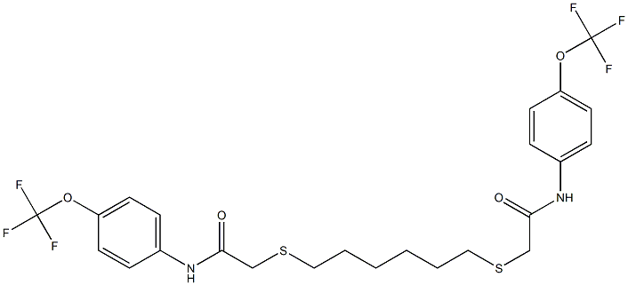 2-{[6-({2-oxo-2-[4-(trifluoromethoxy)anilino]ethyl}sulfanyl)hexyl]sulfanyl}-N-[4-(trifluoromethoxy)phenyl]acetamide Structure