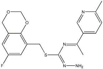 (6-fluoro-4H-1,3-benzodioxin-8-yl)methyl N-[1-(6-methyl-3-pyridyl)ethylidene]aminomethanehydrazonothioate 结构式