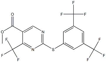 methyl 2-{[3,5-di(trifluoromethyl)phenyl]thio}-4-(trifluoromethyl)pyrimidine-5-carboxylate Struktur