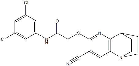 2-{[4-cyano-1,6-diazatricyclo[6.2.2.0~2,7~]dodeca-2(7),3,5-trien-5-yl]sulfanyl}-N-(3,5-dichlorophenyl)acetamide 结构式