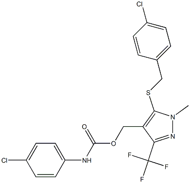 [5-[(4-chlorobenzyl)sulfanyl]-1-methyl-3-(trifluoromethyl)-1H-pyrazol-4-yl]methyl N-(4-chlorophenyl)carbamate,,结构式