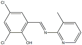 2,4-dichloro-6-{[(3-methyl-2-pyridyl)imino]methyl}phenol Struktur