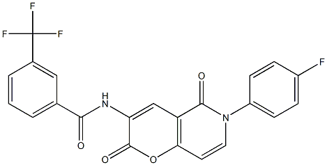 N-[6-(4-fluorophenyl)-2,5-dioxo-5,6-dihydro-2H-pyrano[3,2-c]pyridin-3-yl]-3-(trifluoromethyl)benzenecarboxamide 化学構造式