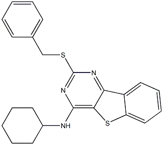 2-(benzylsulfanyl)-N-cyclohexyl[1]benzothieno[3,2-d]pyrimidin-4-amine Structure