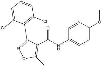3-(2,6-dichlorophenyl)-N-(6-methoxy-3-pyridinyl)-5-methyl-4-isoxazolecarboxamide 化学構造式