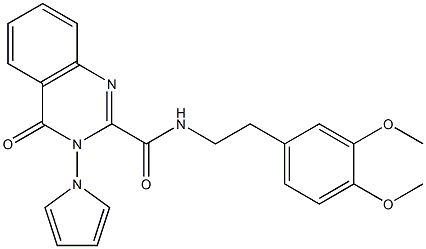 N2-(3,4-dimethoxyphenethyl)-4-oxo-3-(1H-pyrrol-1-yl)-3,4-dihydroquinazoline-2-carboxamide 化学構造式