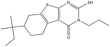 7-(1,1-Dimethyl-propyl)-2-mercapto-3-propyl-5,6,7,8-tetrahydro-3H-benzo[4,5]thieno[2,3-d]pyrimidin-4-one 结构式