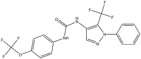 N-[1-phenyl-5-(trifluoromethyl)-1H-pyrazol-4-yl]-N'-[4-(trifluoromethoxy)phenyl]urea Struktur